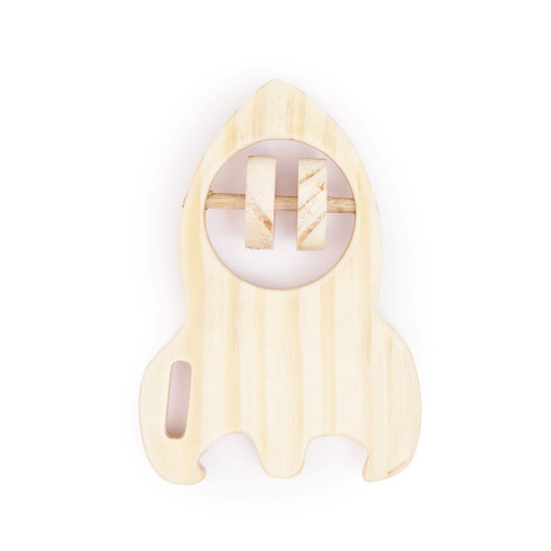 Wooden Handmade Sensory Stimulating - Rocket Rattle For Born Babies (1 Piece)