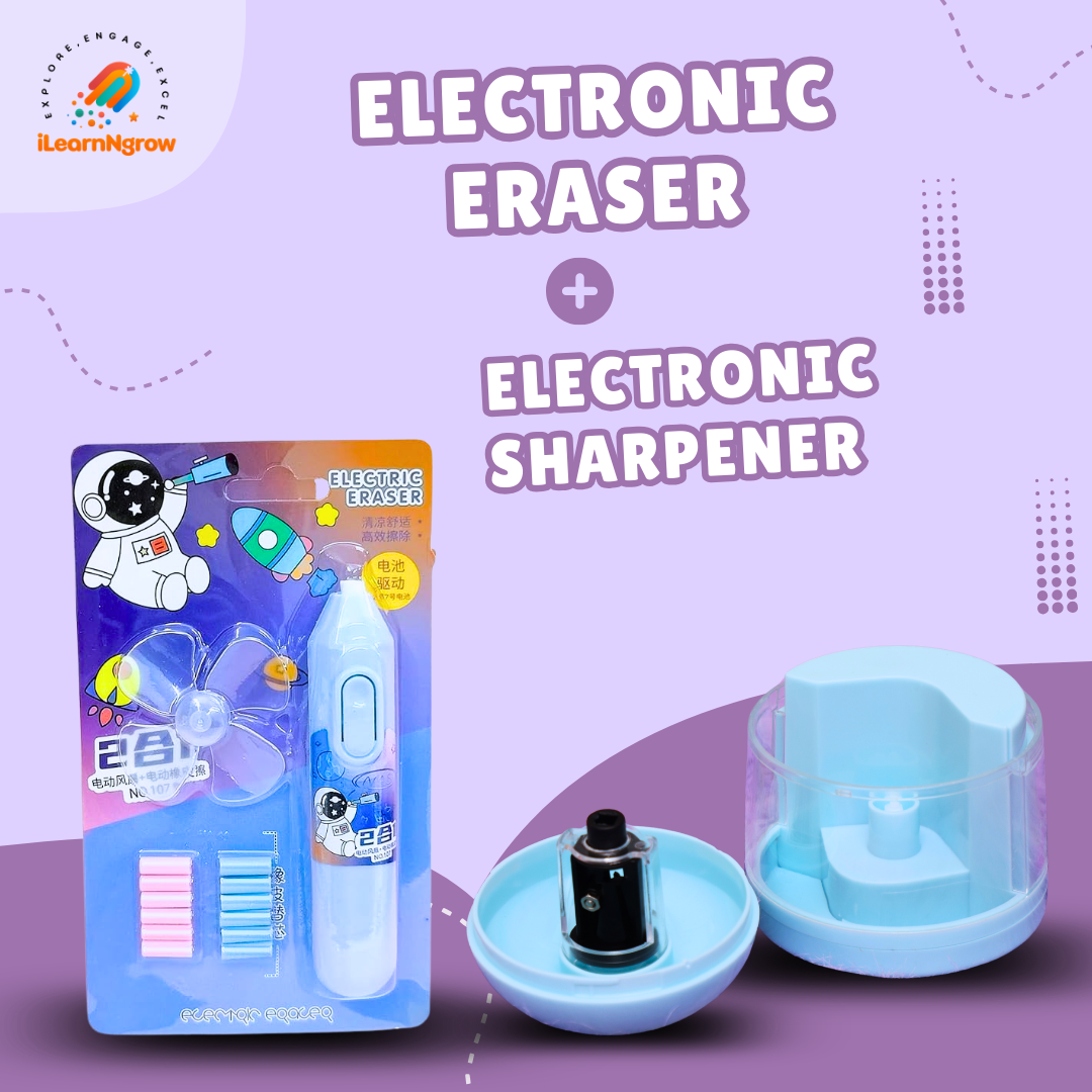 ilearnngrow Electronic Eraser + Electronic Sharpner Combo Set