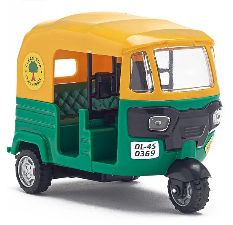 Toylura CNG Auto Rickshaw Toy for Kids - Friction Powered Three Wheeler Vehicle