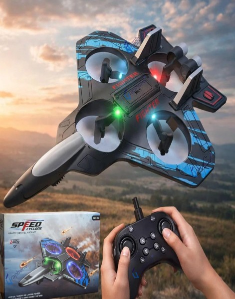 Toylura Combat Aircraft RC Stunt Fighter | 2.4GHz Remote Control Jet with 360 Degree Flip & Vertical Takeoff