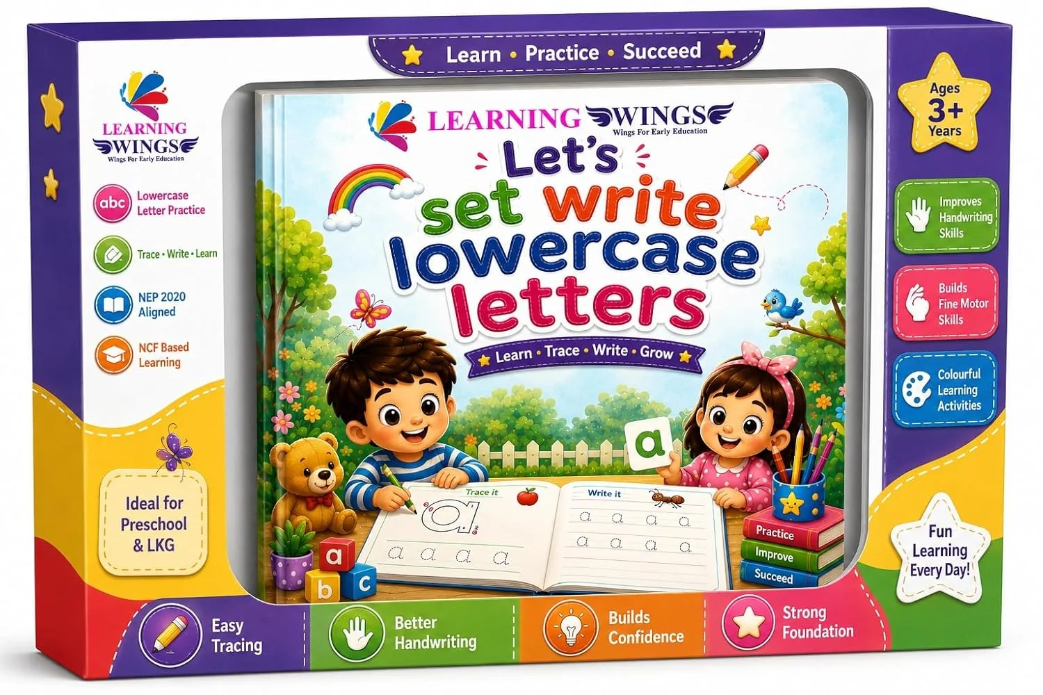 Learning Wings Let's Set Write Lowercase Letters, Trace and Write Book, Ages 3+, NEP 2020 Aligned, Preschool & LKG