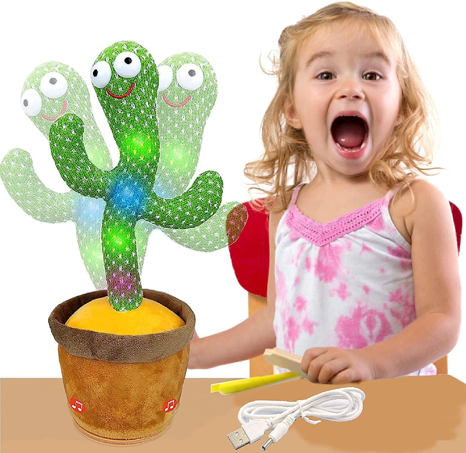 Toyfinity Dancing Cactus Cool Shades Talking Toy, Cactus Plush Toy, Wriggle Singing Recording Repeats What You Say Funny Education for Babies Children Playing, Home Decorate